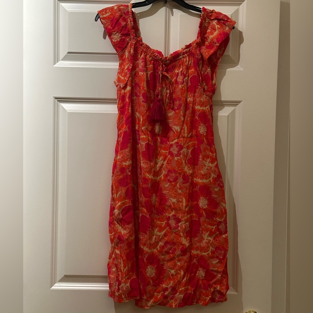 TRIBAL women’s Tie Vibrant Orange and Pink Midi Dress - Picture 7 of 12